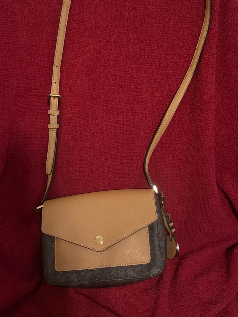 Michael Kors Signature Tan and Brown Crossbody Envelope Bag - Women